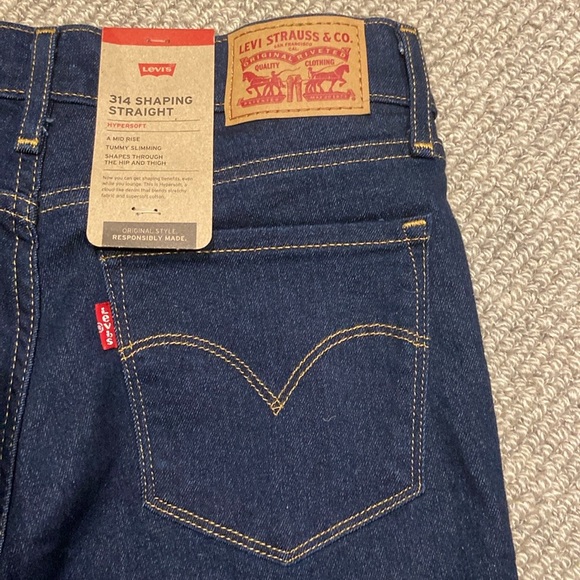 Levi Jeans 26x32 NWT DARK Jean Stretch 314 Shape Straight - Picture 10 of 10